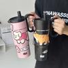 Stainless Steel Thermos Cup Large Capacity Cartoon Straw Mug with Handle Double Drink Insulated Tumbler Bottle for Home School