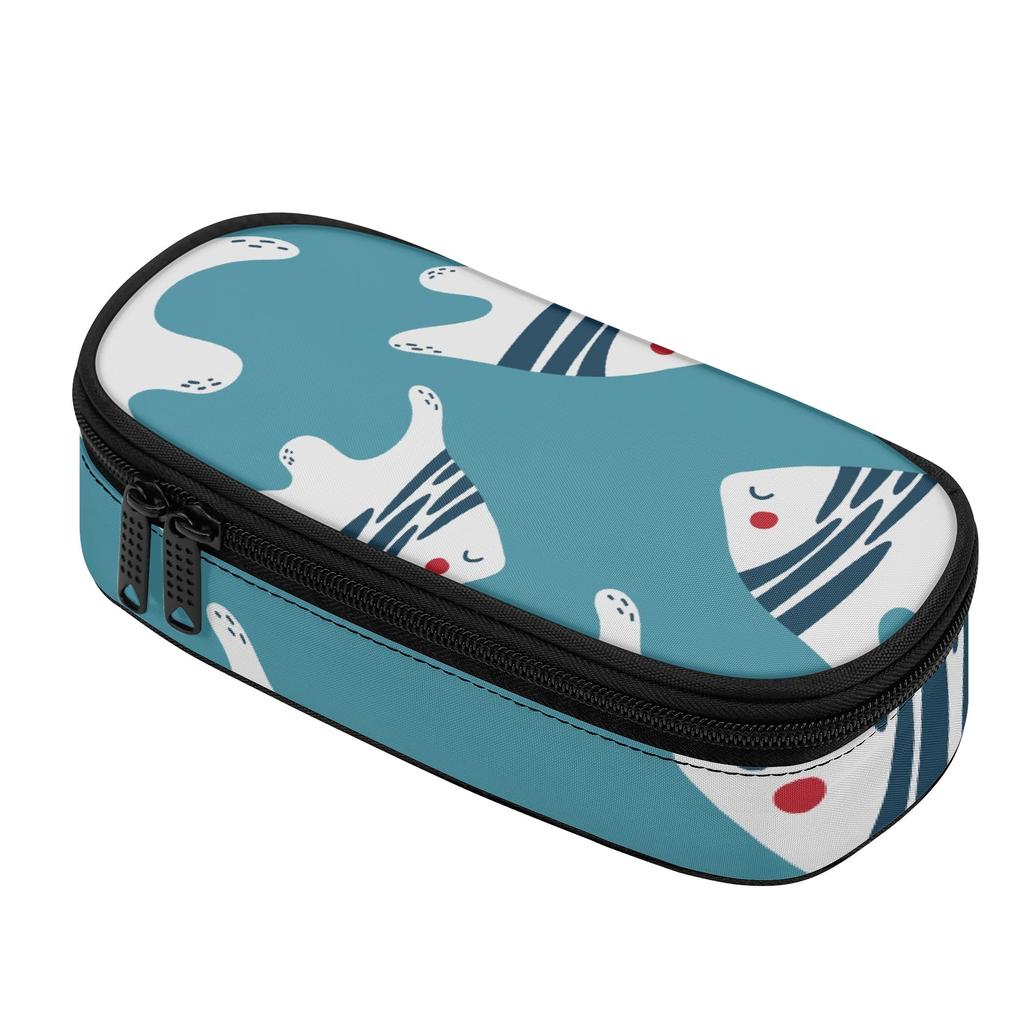 Pencil Case Casual 300D Polyester Zip Around Closure with Mesh Pocket Removable Divider and Pen Slots for College and School Use