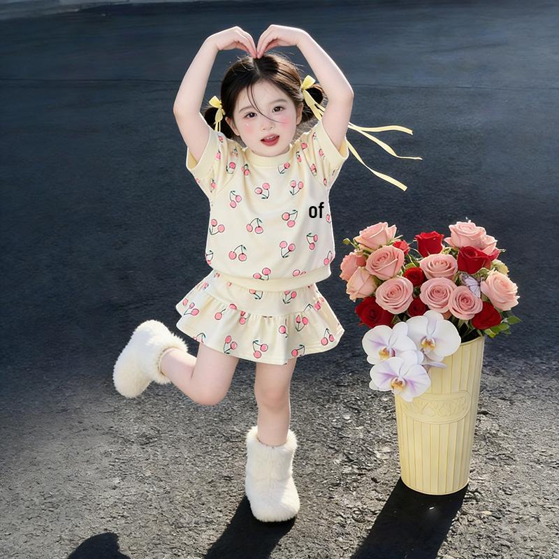 Infant Girl Summer Two-Piece Set: Cute Short Sleeve Top & Skirt