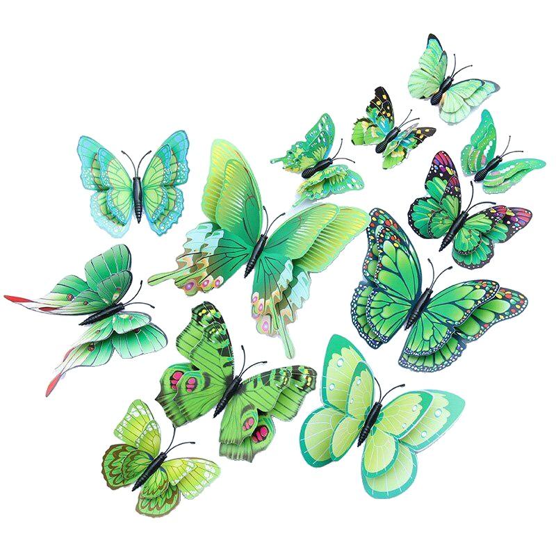 12PC 3D Butterflies Wall Stickers Multicolor Double-Layer Butterfly Magnet Wall Stickers Fridage Decals For Wedding Home Decor