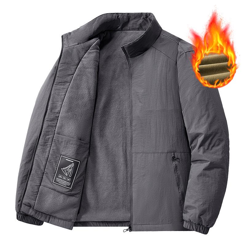 

Winter Plus Velvet Men s 2025 Cotton Padded Thick Jacket - Fashionable, Casual, High-End Cardigan 3XL (170-185 lbs) темно-сірий