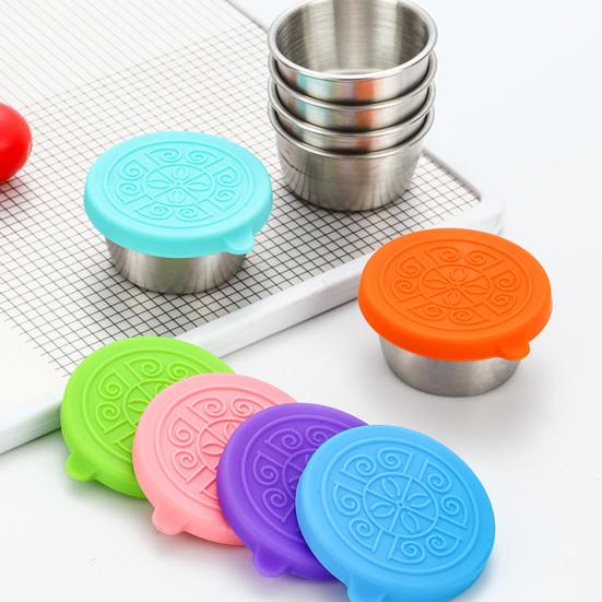 1 sada 40ml šálku na omáčky se silikonovým víčkem Dobré utěsnění Netěsnost Venkovní piknik Přenosná nádoba na salát Denní použití