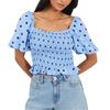 Womens/Ladies Polka Dot Puff Sleeve Crop Top
