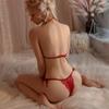 Sex Underwear Sexy Lace Temptation Three-point Bra Underwear Women's Transparent Pajamas Set