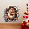 40cm 3D Breaking Wall Christmas Decals Santa Claus Snowman PVC Self Adhesive Stickers for Living Room Bedroom Holiday Decor