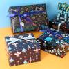 1Set Game - Patterned Kraft Wrapping Kit - Includes Stickers, Ribbons, for Holidays, Gifts & DIY Crafts
