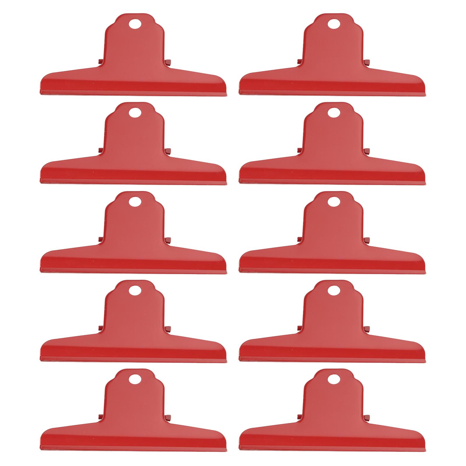 

10pcs Metal Binder Clips Multipurpose Electroplating Rustproof Large Paper Clamps for Office School Red красный
