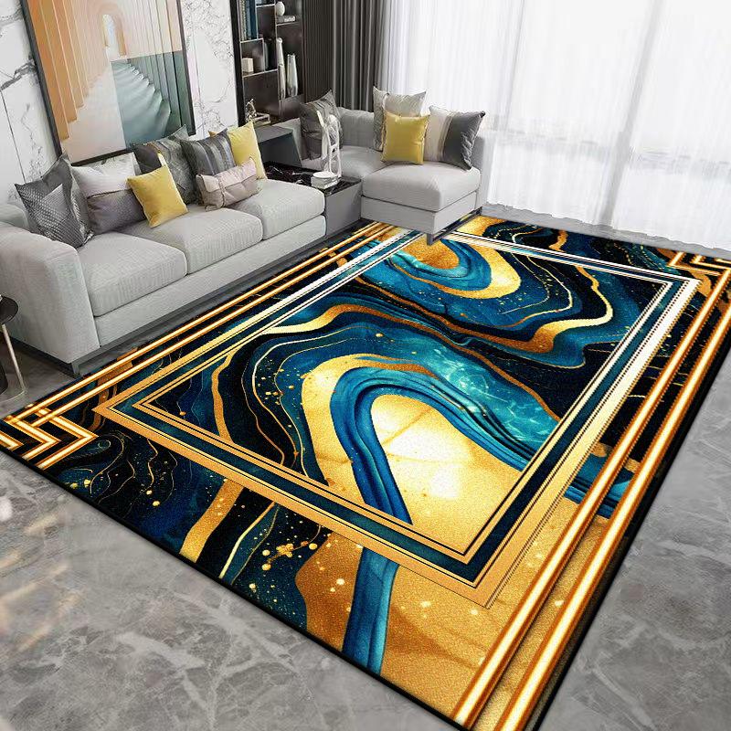 

Luxury Golden Border Large Living Room Carpet Soft Non-slip Coffee Tables Mat Easy Clean Abstract Style Lounge Decor Rug Flannel 60*90cm