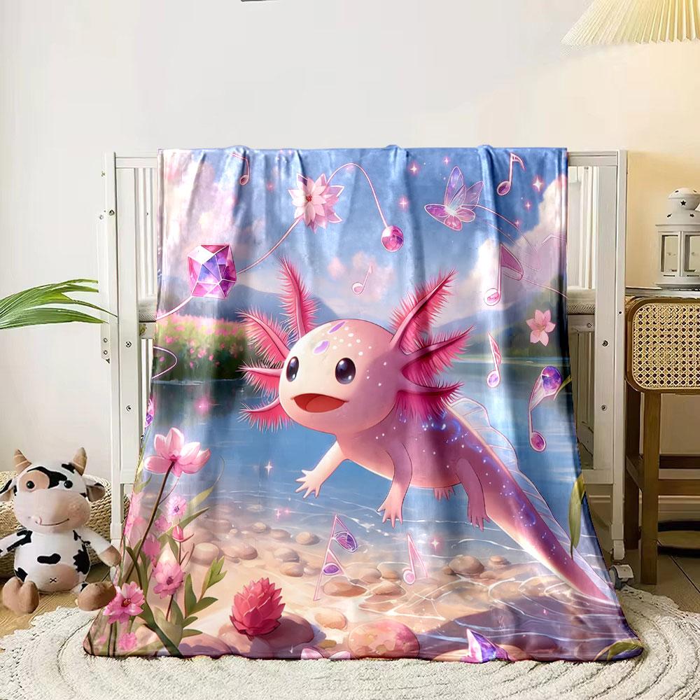 Magical Axolotl Fantasy Scene print blanket soft and cozy perfect for the living room bed sofa or a nap,gift