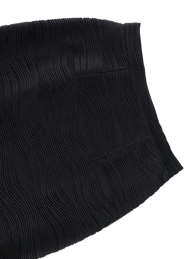 Dámská podzimní zimní sukně s vysokým pasem a dlouhá sukně módní textura vodní vlny černé maxi sukně štíhlá elegantní kancelářský kostým na párty do kostela