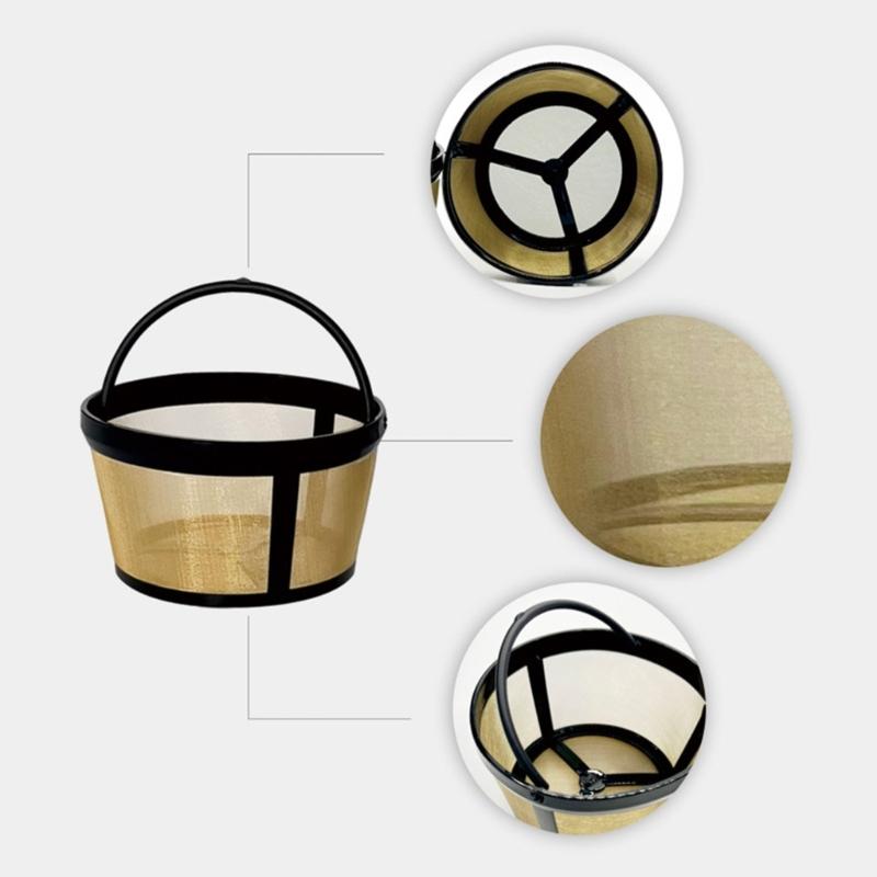Practical Golden Tone Coffee Filter Durable Coffee Filter Coffee Strainer for 4/6/8/12 Cup Basket Style Coffee Maker