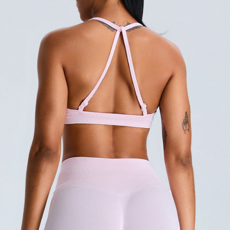 

Fashion Seamless Beauty Back Exercise Underwear Women s Push up Bras Bubble Wrap Running Exercise Strap Yoga Clothing Top Bra S Shallow powder