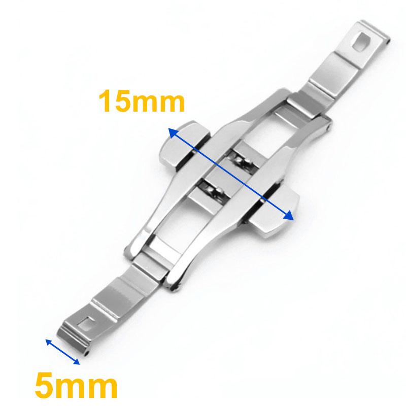 4mm 5mm 6mm Stainless Steel Watch Clasp Double Push Butterfly Watch Straps Silver Buckle for Men Women Luxury Button Accessories