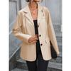 Women's Turn Down Collar Long Sleeve Blazer Loose Fit Urban Single Button PU Leather Jacket