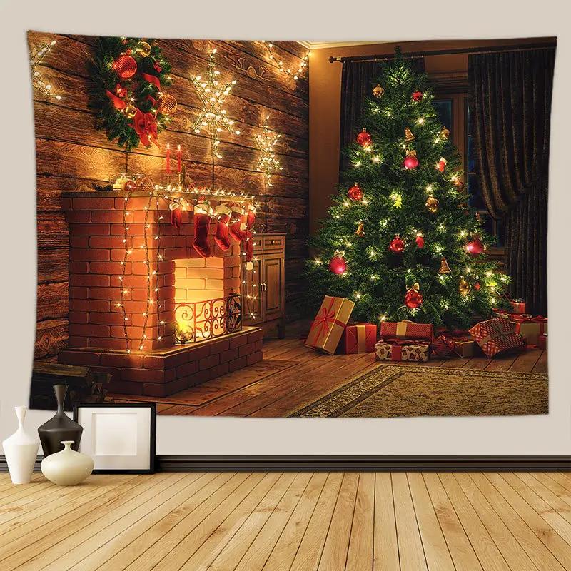 Arazzo per albero di Natale, regalo di Natale, caminetto, decorazione natalizia per la fattoria, coperta da cucina, decorazione da parete Feliz Navidad