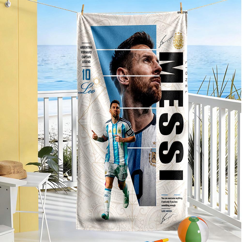 Messi Beach Towel Quick-Dry Soft Microfiber Comfortable Lightweight Suitable for Sports, Travel, Swimming, Yoga, Bathroom, Beach, And Pool