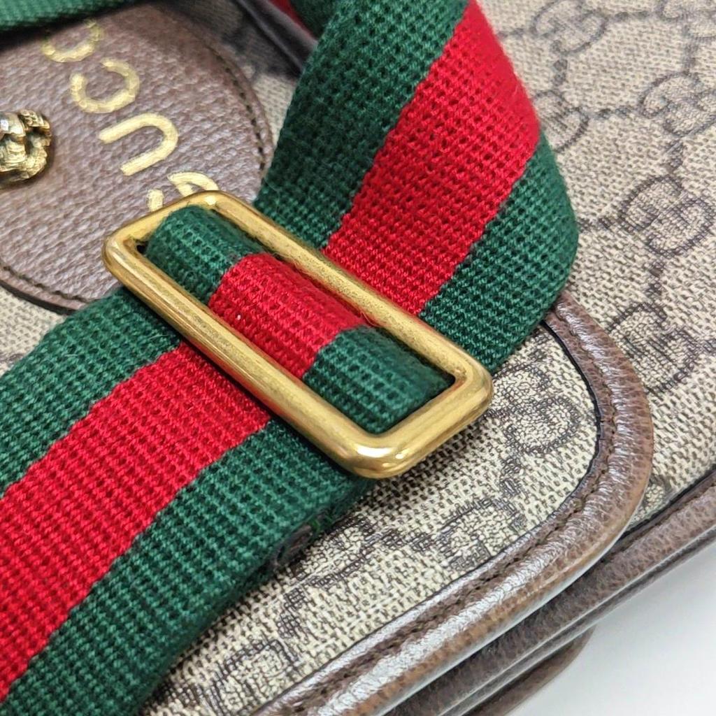 [Pre-Owned] GG Supreme Reversible Tiger Head Magnetic Closure Shoulder Canvas And Leather Trim Crossbody Bag Small - Good #1QD1YM0