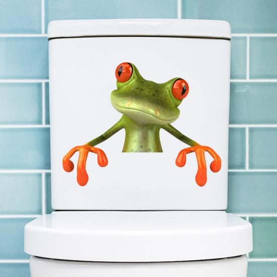 Frog Bathroom Toilet Sticker Waterproof Frosted PVC Material Frog Long-lasting Toilet Decorations Decals