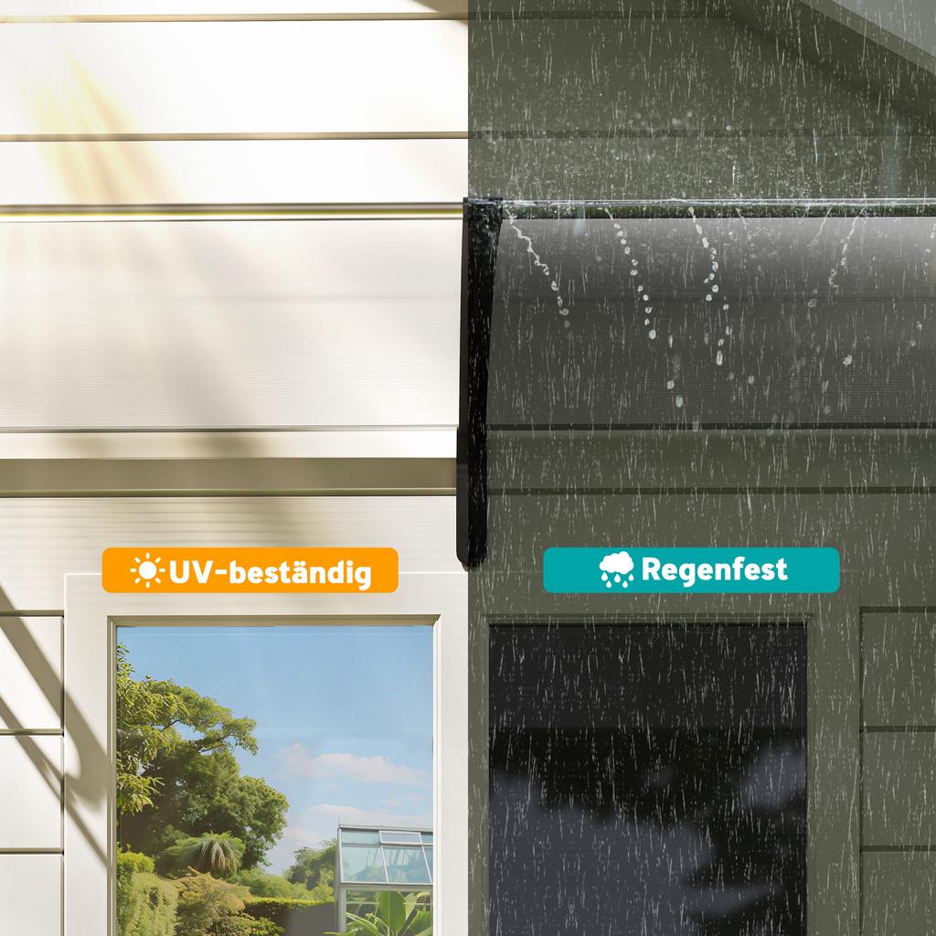 Front Door Canopy Outdoor Awning Aluminium Rigid Plastic Polycarbonate Rain Shelter UV Water Rain Resistant 75 X 195 Cm White