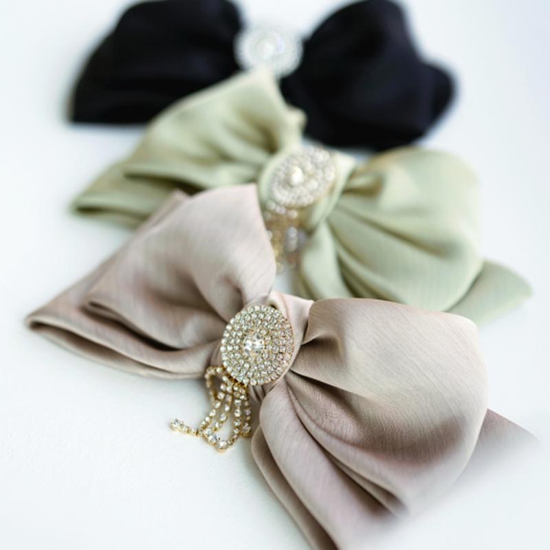 

LUDE Round Stone Ribbon Hairpin Black_