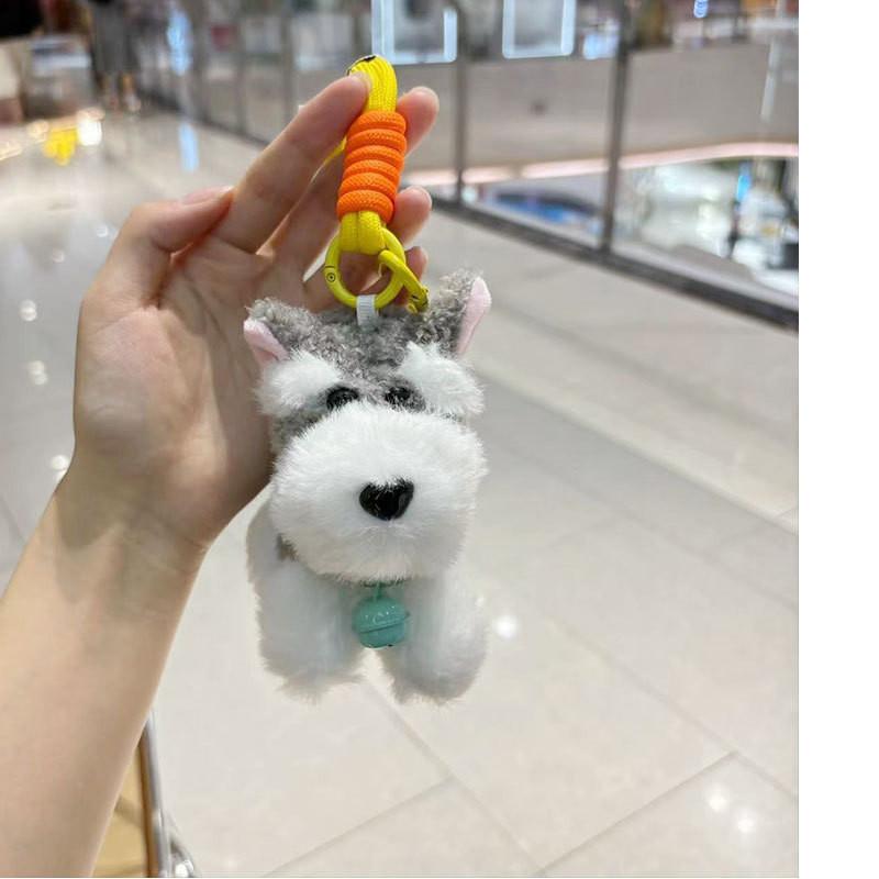 Adorable Schnauzer Plush Keychain Soft Dog Backpack Charm Cute Gift Doll
