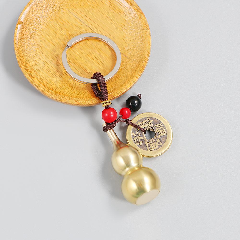 Lucky Rope Blessing Paper Car Accessories Brass Money Car Key Chain Bag Keychain Keyfob Key Rings