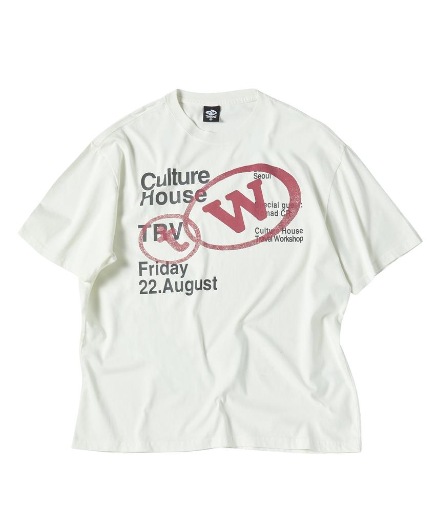 TRAVEL Culture House Pigment Short Sleeve T-Shirt Cream