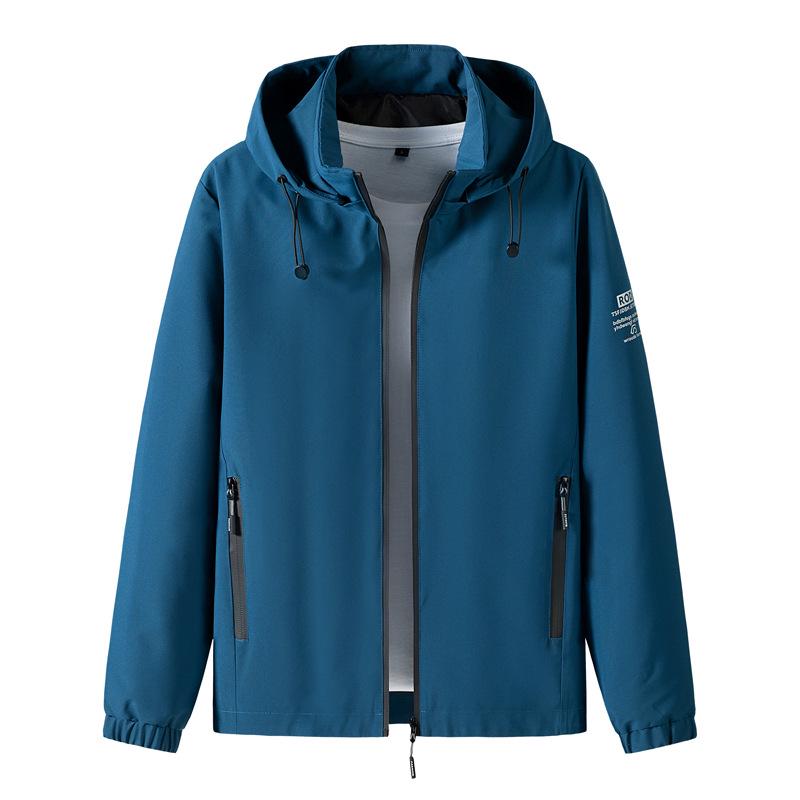Men's Windproof Hooded Jacket - Spring/Autumn Versatile Slim Fit Solid Color Casual Outerwear