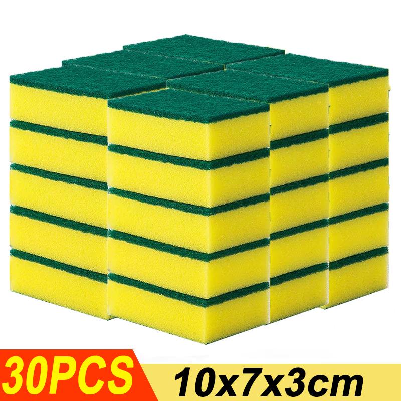 100/5pcs Kitchen Dishwashing Sponge Cleaning Rub Pot Rust Stains Removing Tableware Brush Scrub Sponges Scouring Pad Wholesale