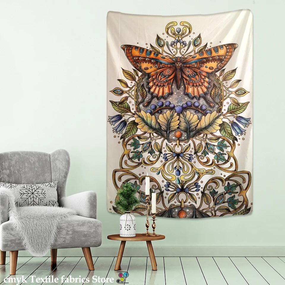 Украшение стен дома Гобелен в стиле бохо с изображением бабочек — фото 5