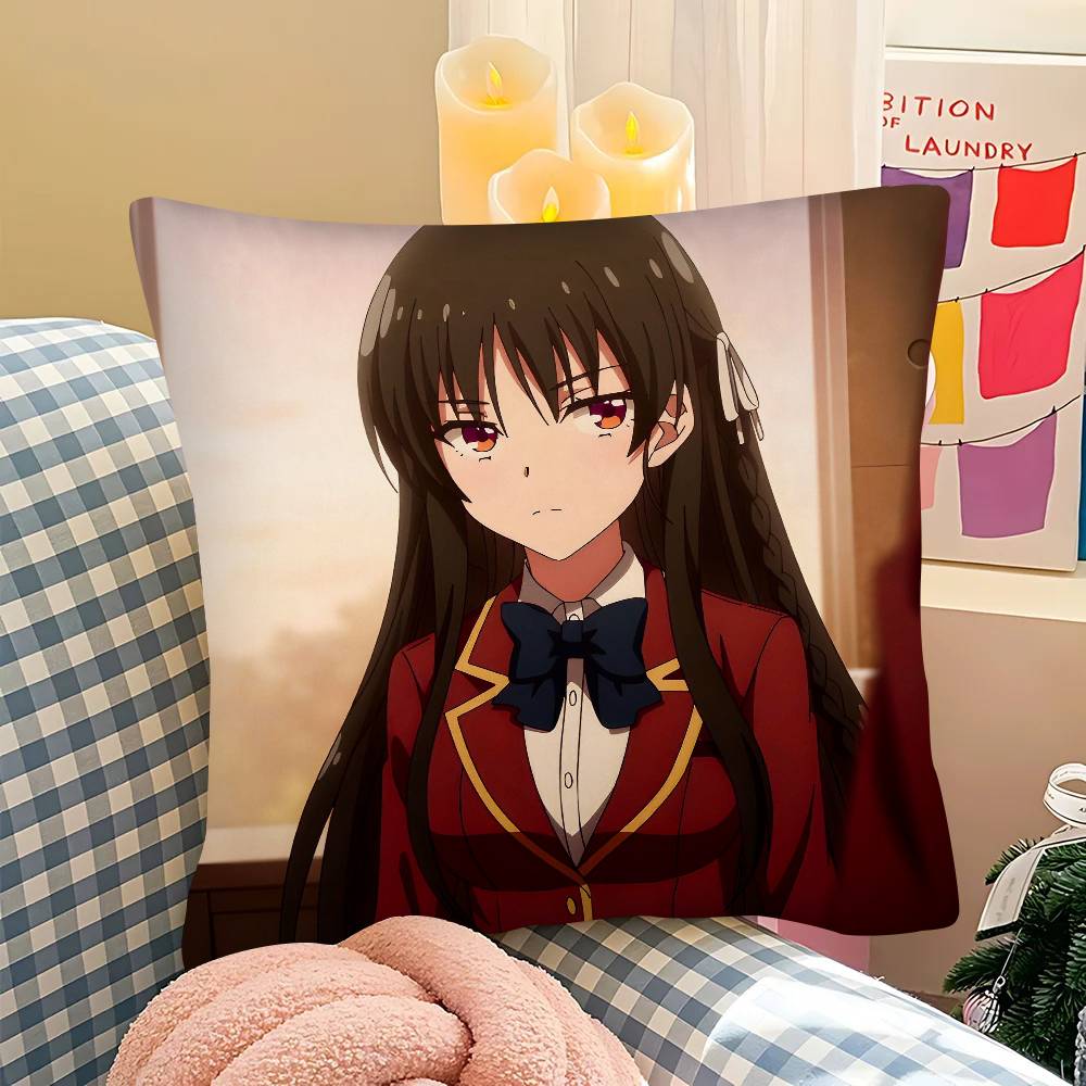 1Pc C-Classroom Of The Elite Anime Pillow Case Fashion Square Pillowcase Bedroom Sofa Room Ins Decoration Leisure