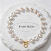 European and American style niche heart-shaped necklace, versatile woven pearl feeling OT collarbone chain niche women's necklace