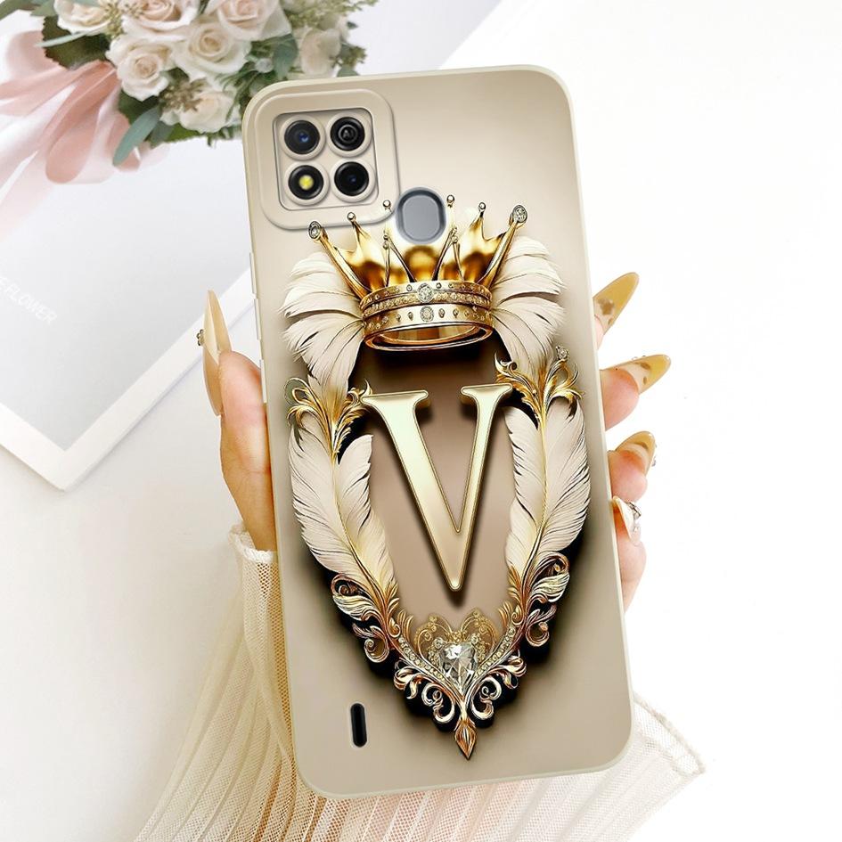 For Itel A57 Case A57 Pro Cover A611W W6004 Luxury Initial Letters Crown Soft Silicone Matte Funda For Itel A27 A551L P17 Bumper