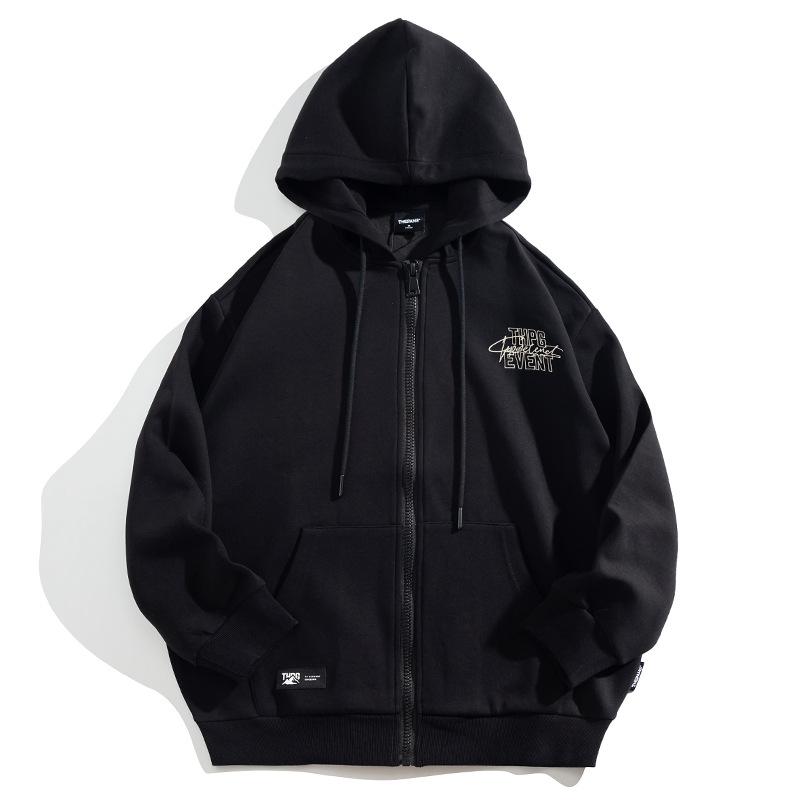 American Embroidery Plus Size Men's Hooded Windproof Warm Jacket Fashionable Versatile Casual Sports Lightweight Jacket
