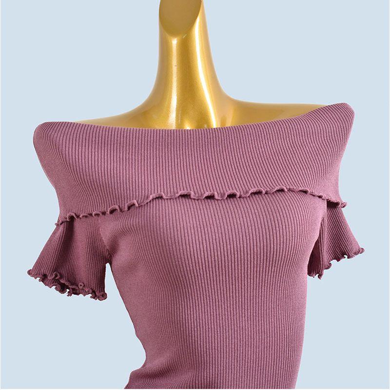 Summer 2025 New Arrival Korean Style Sweet Ruffled off-Shoulder Knitwear Women's Silm Two-Way Wear Tube Top Tops