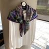 Herringbone pattern double-sided square scarf temperament sense outer fit elegant female versatile flow silk scarf breathable scarf square scarf