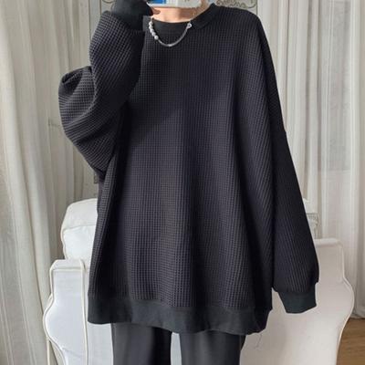 Camicia da uomo tinta unita super morbida vestibilità ampia manica lunga traspirante decorativa poliestere autunno primavera uomo pullover largo top da uomo per la scuola