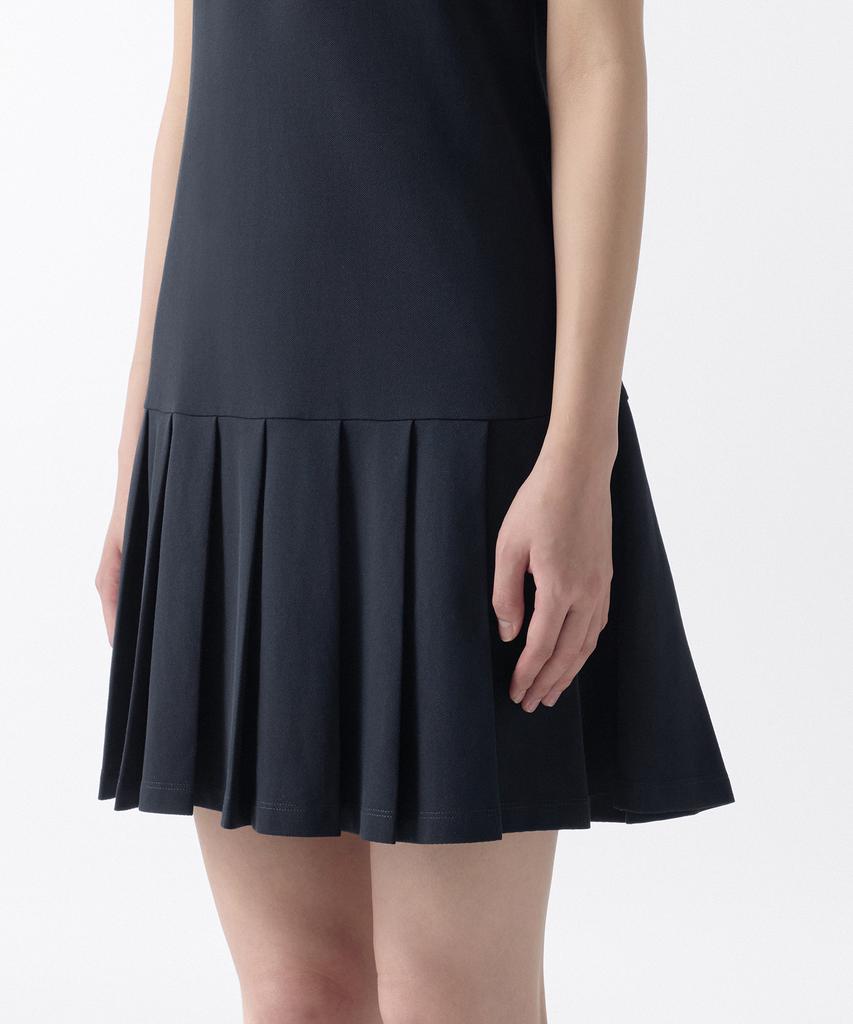 Musinsa Standard Woman [Cooltandard] Women'S Pleated Sleeveless Pique Polo Dress [Navy]