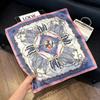 Sen green flower print fresh imitation silk scarf premium versatile square scarf neck protection scarf trendy headscarf scarf women