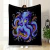 "Vibrant Angry Octopus Design" Patterned blanket, flannel, suitable for all seasons, home decor, warm and cozy