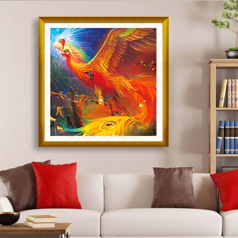 Huacan 5D DIY Daimond Painting "Red Phoenix" Full Round Diamant Embroidery Animals Mosaic Home Decoration