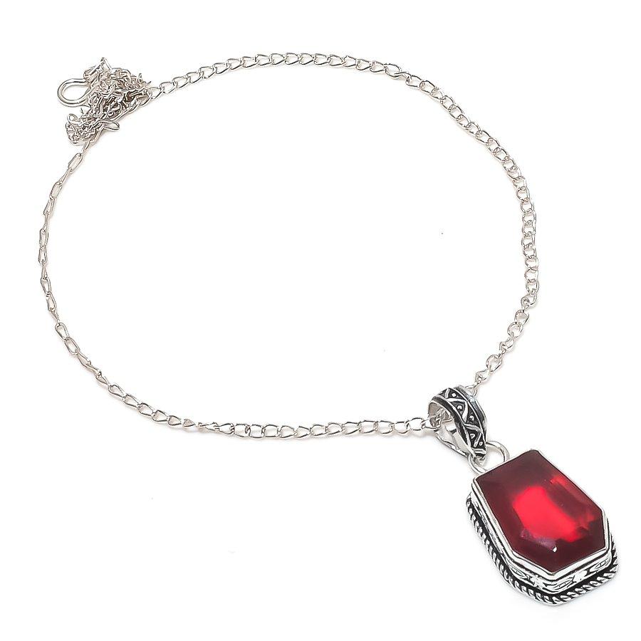 

Natural Garnet Gemstone Handmade 925 Sterling Silver Jewelry Pendant 2.56 h9p72