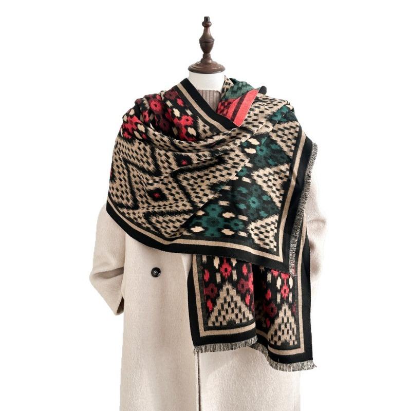 Scarf women's autumn and winter thickened imitation cashmere thermal air conditioner shawl design scarf srvs