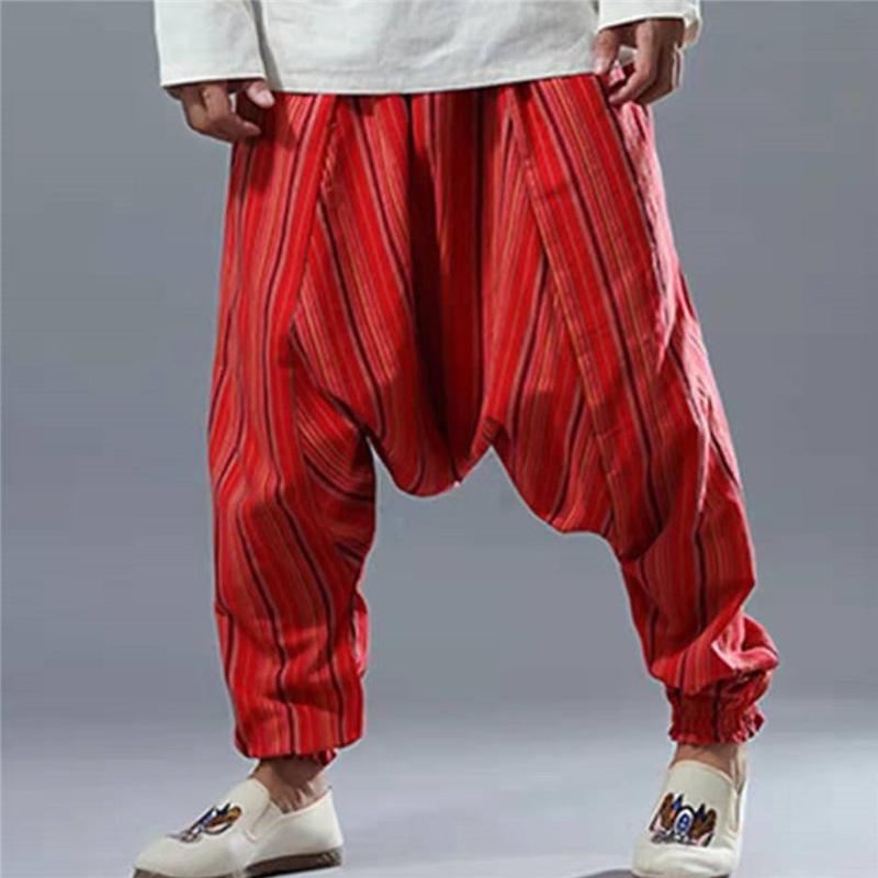 Buy Loose Baggy Harem Pants Male Hip Hop Street Plus Size Striped Print