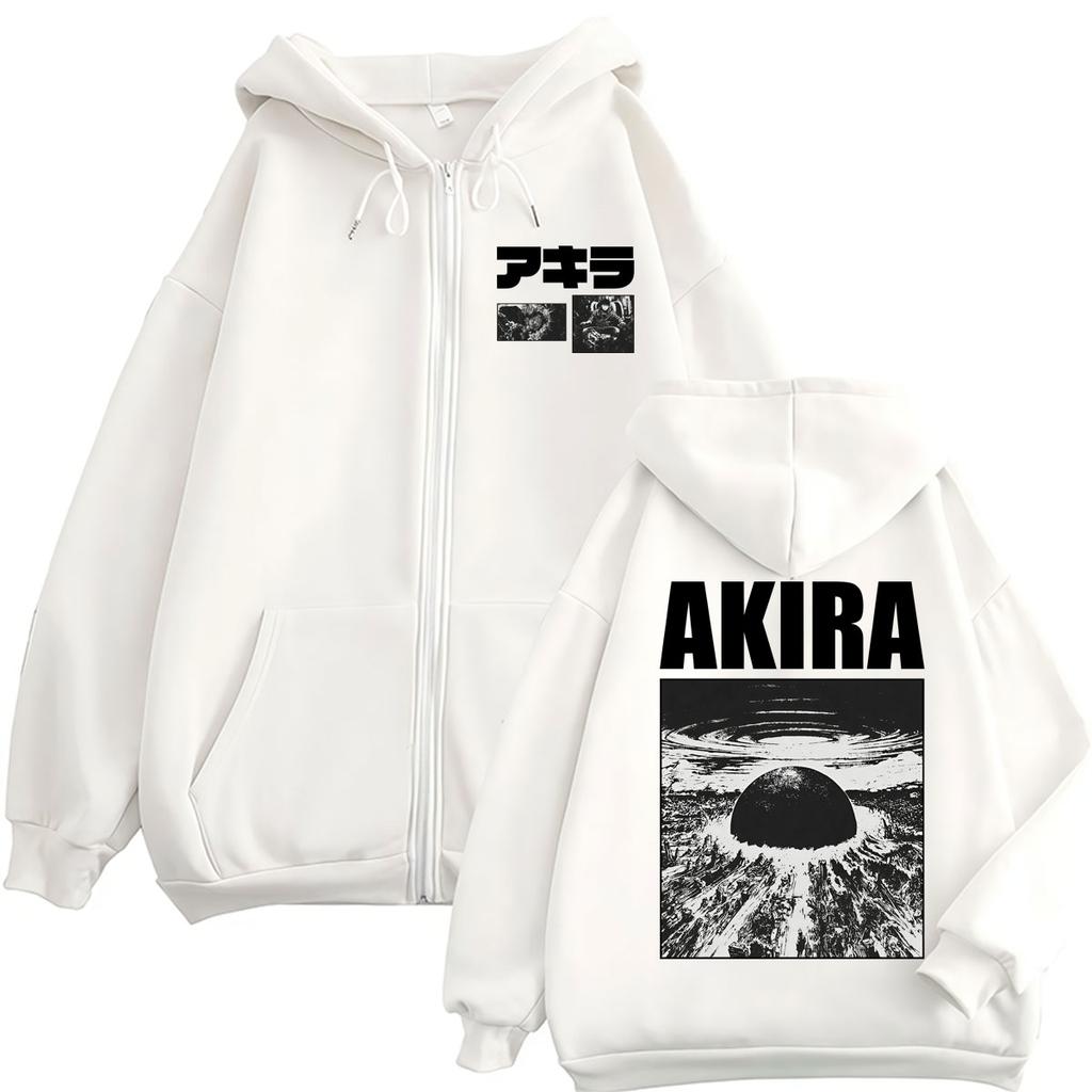 Japanese Anime Science Fiction Akira Saro Kaneda Zipper Hoodies Men Women Vintage Manga Sweatshirt Fleece Oversized Coats Y2k