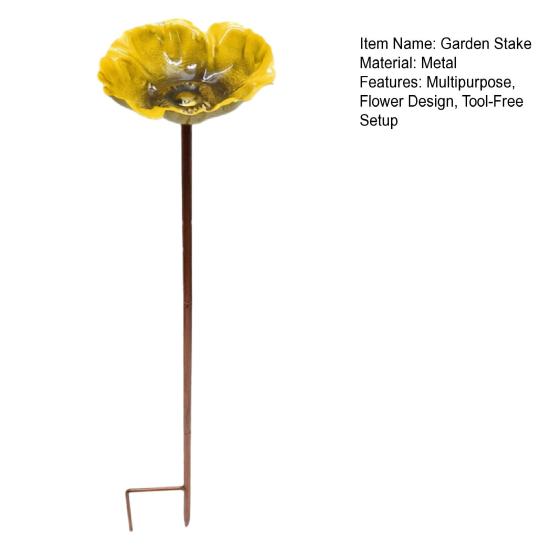 Estaca de Flor de Metal para Jardim Abelha Feita à Mão Estação de Rega Inserção no Solo Banho de Pássaro Alimentador Tigela de Bebida para Borboleta Decoração Externa para Jardim Quintal Gramado