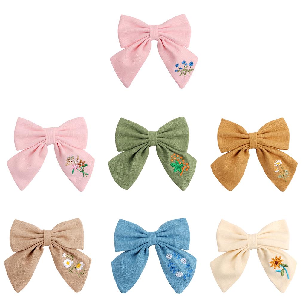 Embroidered Hair Clips Solid Flower Hairpins For Baby Girls Children Boutique Barrettes Handmade Hairgrips Kids Hair Accessories