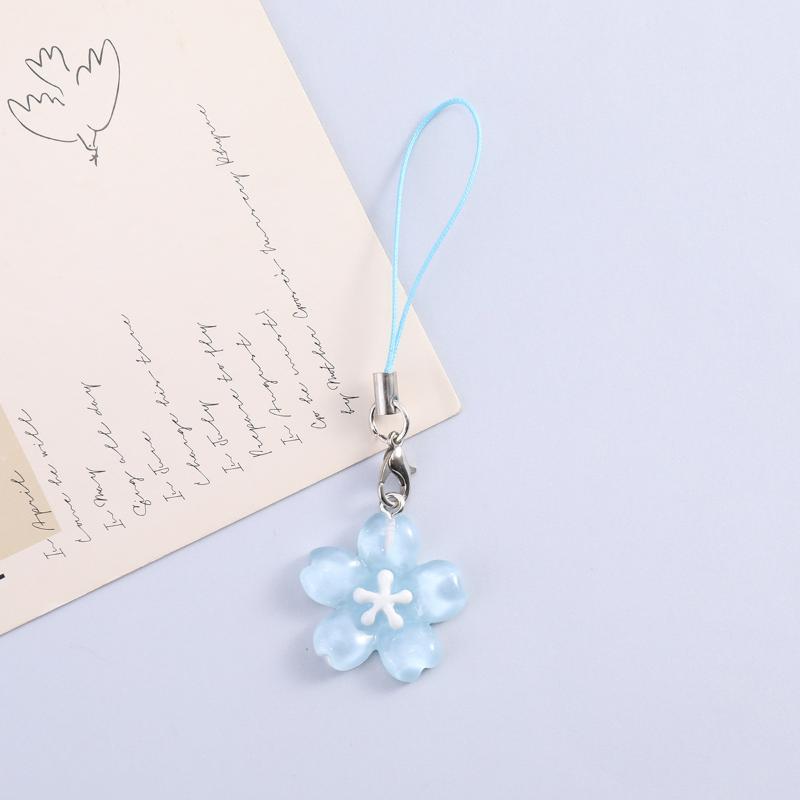 

Creative Lovely Flower Phone Strap Sweet Jelly Color Sakura Keychain Pendant Cute Backpack Hanging Ornaments Couple Gift синій