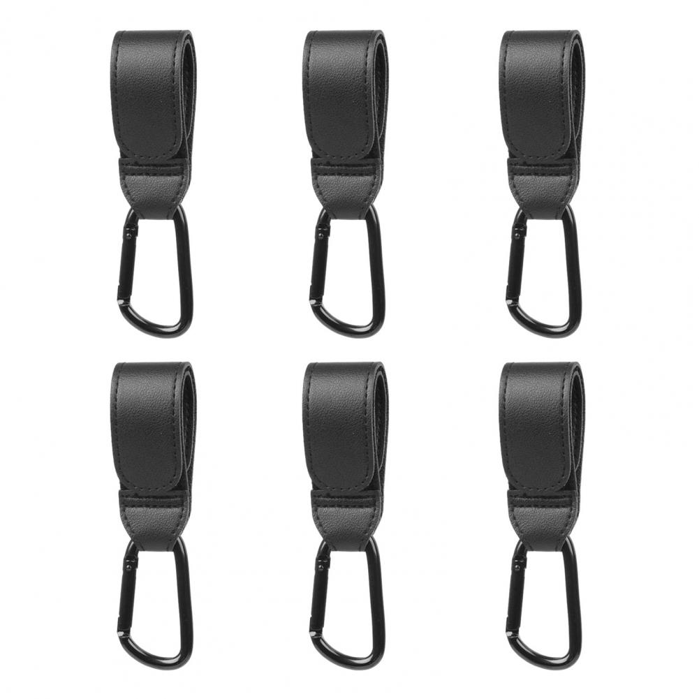 Fastener Tape Hook Durable Stroller Hook Baby Stroller Hook Set with Faux Leather Fastener Tape Diaper Bag Hanger for Prams