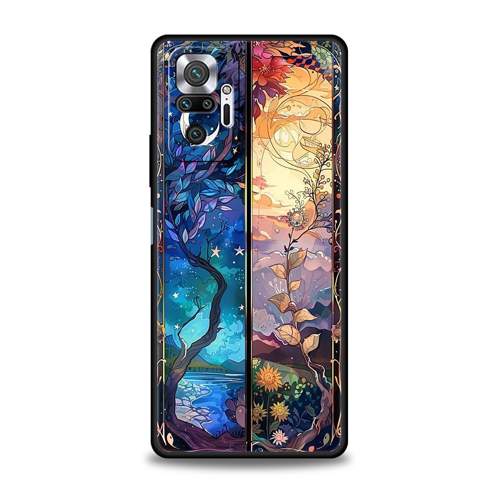 Beautiful Sun Moon Glass Phone Case Cover for Redmi 14C 10C Note 15 14 13 12 10 11 K40 Pro Plus Soft TPU Shockproof Shell Fundas